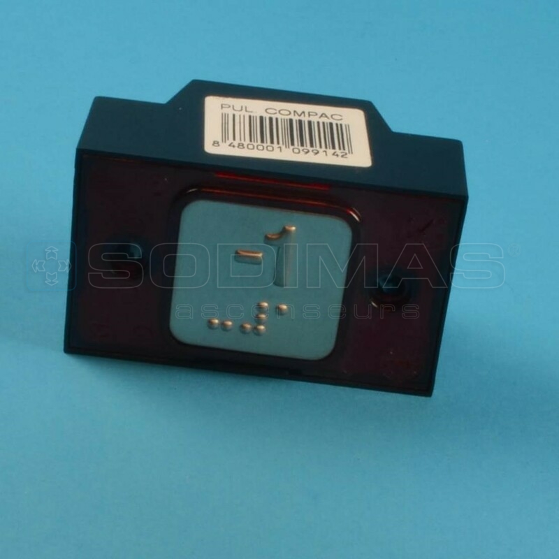 Bouton carré gravé -1 + braille LED rouge 1NO - 24 V
