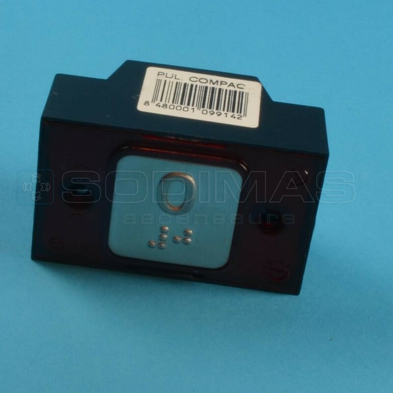 Bouton carré gravé 0 + braille LED rouge 1NO - 24 V