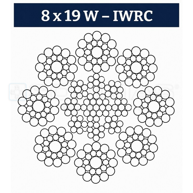 CABLE DE TRACTION ELSTAR 8WS ACIER 8x19W+IWRC DIAMETRE 13 121.50 kN