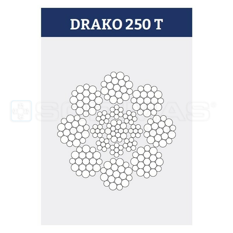 Cable traction DRAKO 250T 10 mm - 8x19w - IWRC 1570 U sZ
