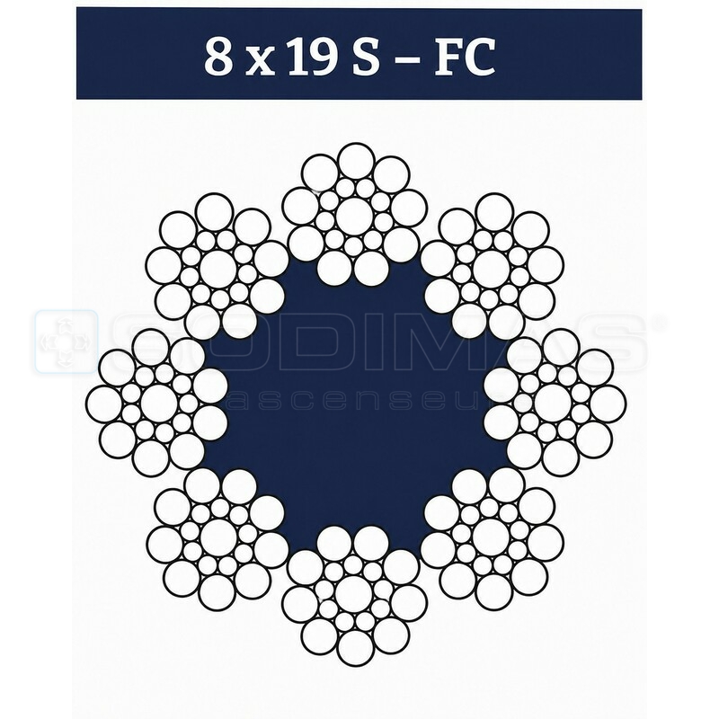 CABLE DE TRACTION ELSTAR 8SF TEXTILE 8x19S+FC DIAMETRE 10 48.2 kN